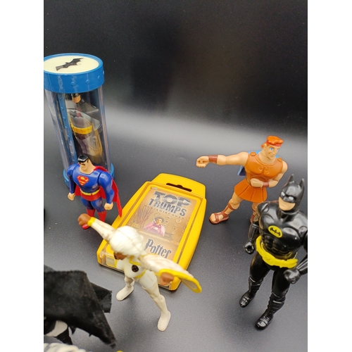 175 - Collection of vintage toys including Kenner, Batman, Beetlejuice, Superman, Hercules, Toy story and ... 