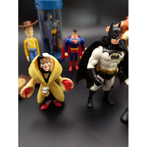 175 - Collection of vintage toys including Kenner, Batman, Beetlejuice, Superman, Hercules, Toy story and ... 