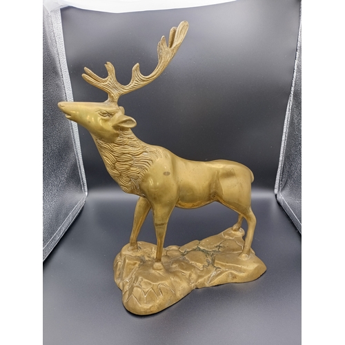 239 - Vintage large brass stag approximately 36cm in height