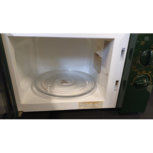 248 - Hinari lifestyle 800wt green microwave oven. Tested and working