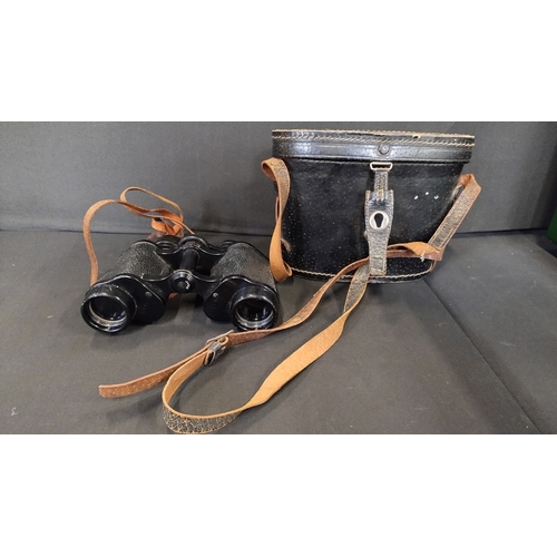 250 - Vintage carrs the jewellers carriage clock and a pair of Pathesccope 8x30 field binoculars with blac... 