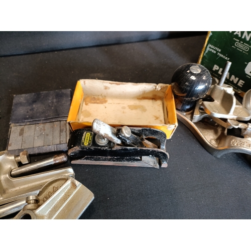 245 - Selection of woodworking tools including 2 Stanley planes and a Record Plough Plane