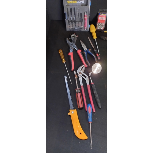 278 - Various tools, screwdrivers, pipe wrenches, and other items