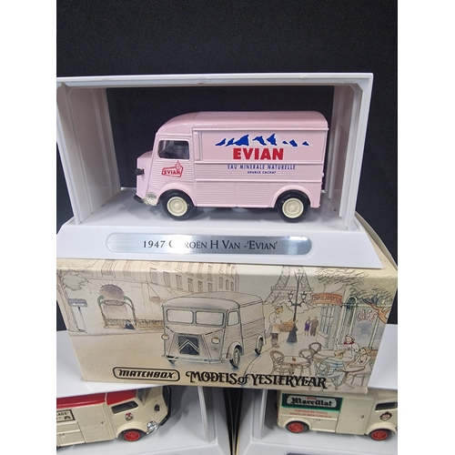 283 - Matchbox.  Models of Yesteryear. A taste of France.  No.1, 4 and 6 of 6 
Citroën 1947 H van 'Evian, ... 