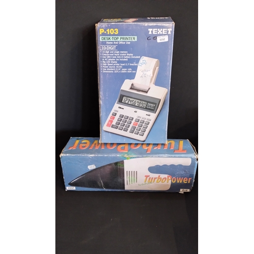 327 - Turbo power vacuum cleaner (no power supply), Texet P-103 Desk top printer calculator