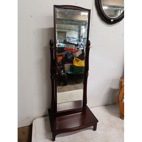 342 - Stag Minstrel Mahogany Cheval floor Mirror Finished In Rosewood