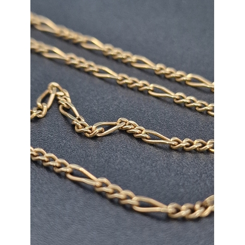 223 - A ladies figaro 9ct gold chain.  
Weight approximately 4.84g
Length 20inches