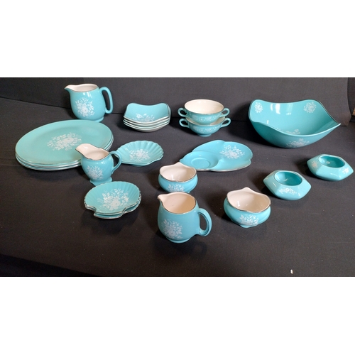 349 - Rare Royal Winton duck egg blue dining plates milk and cream jugs and more