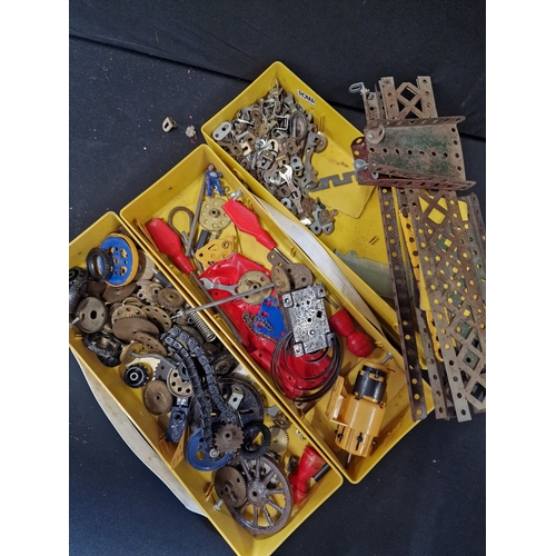 366 - Three boxes of vintage diecast MECCANO parts.  All come with cases.