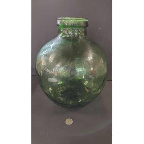 371 - Viresa large green glass terrarium with cork stopper, 12 inch in diameter