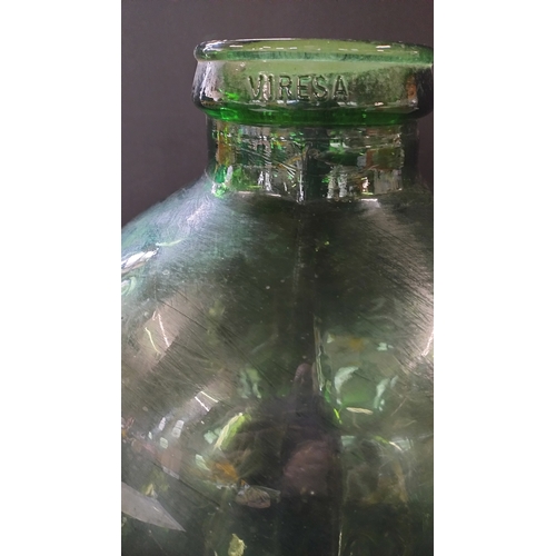 371 - Viresa large green glass terrarium with cork stopper, 12 inch in diameter