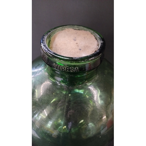 371 - Viresa large green glass terrarium with cork stopper, 12 inch in diameter