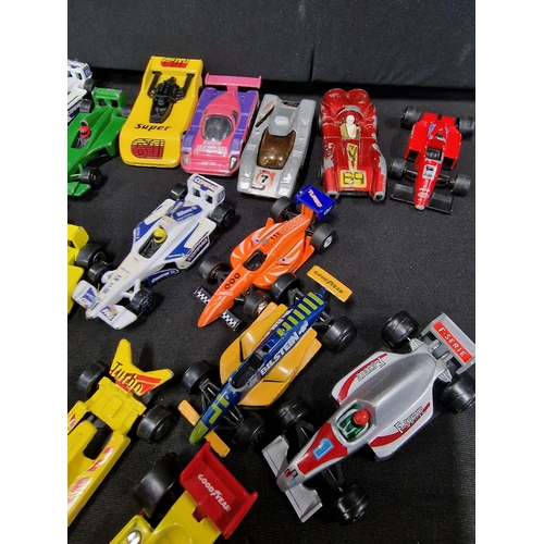 417 - Approximately 26 formula one diecast cars.  Matchbox, mojoeite, corgi juniors and Corgi.