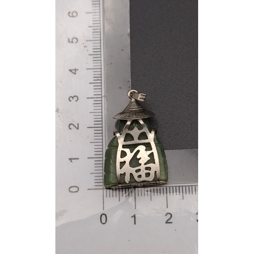 516 - 1970's  Jade Jadeite Buddha Pendant Necklace Charm and a 1970's jadeite Budda encased in silver pend... 