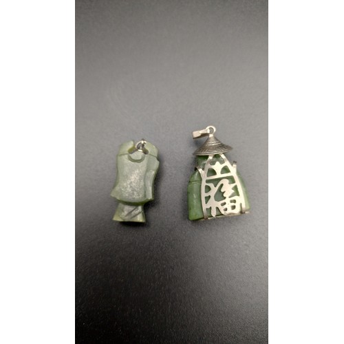 516 - 1970's  Jade Jadeite Buddha Pendant Necklace Charm and a 1970's jadeite Budda encased in silver pend... 