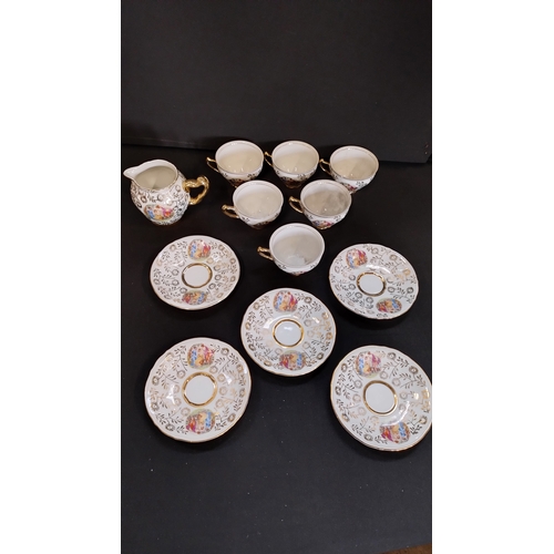 44 - Case containing mixed tea sets including Czechoslovakia and foreign lustreware