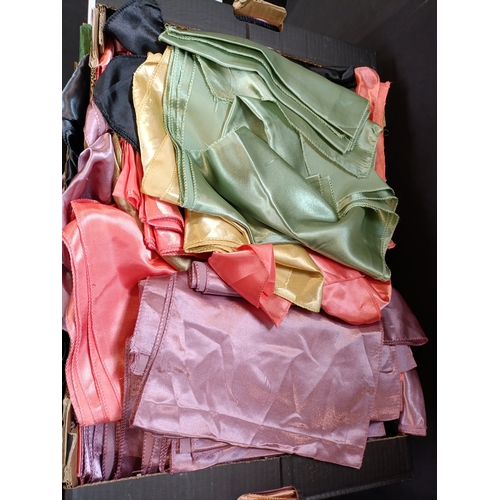 79 - 3 large boxes of silk material ideal for chair dressing in various colours