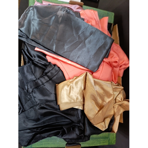 79 - 3 large boxes of silk material ideal for chair dressing in various colours