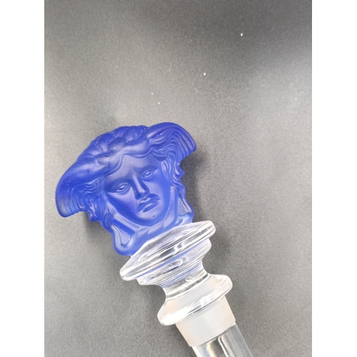 118 - Rosenthal Crystal Versace blue Wine Bottle Stopper with Medusa head