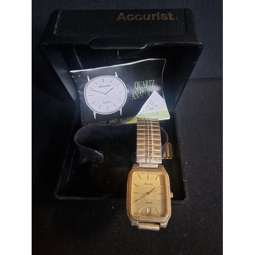 1 - Accurist Mens Dress Watch Gold Tone with Expanding Strap. Quartz Works. In original Display Box.