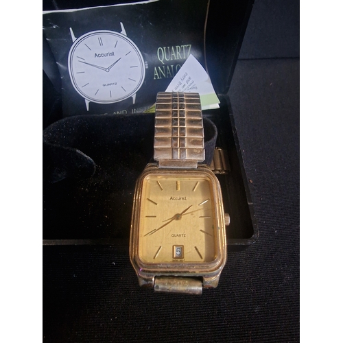 1 - Accurist Mens Dress Watch Gold Tone with Expanding Strap. Quartz Works. In original Display Box.