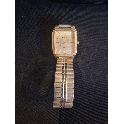 1 - Accurist Mens Dress Watch Gold Tone with Expanding Strap. Quartz Works. In original Display Box.