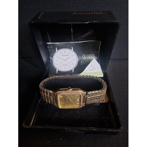 1 - Accurist Mens Dress Watch Gold Tone with Expanding Strap. Quartz Works. In original Display Box.