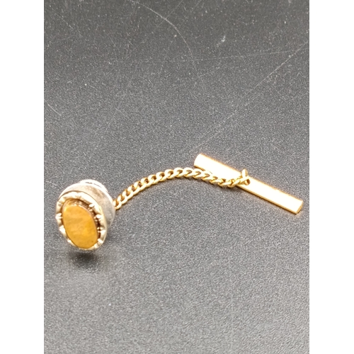 2 - Vintage Tigers Eye Tie Pin on Gold Tone chain.