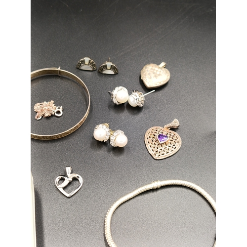 3 - Selection of ladies jewellery including mostly sterling silver, charm bracelet, earrings, pendants, ... 