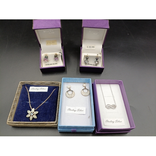 5 - Selection of sterling silver jewellery including earrings, necklace and bracelet