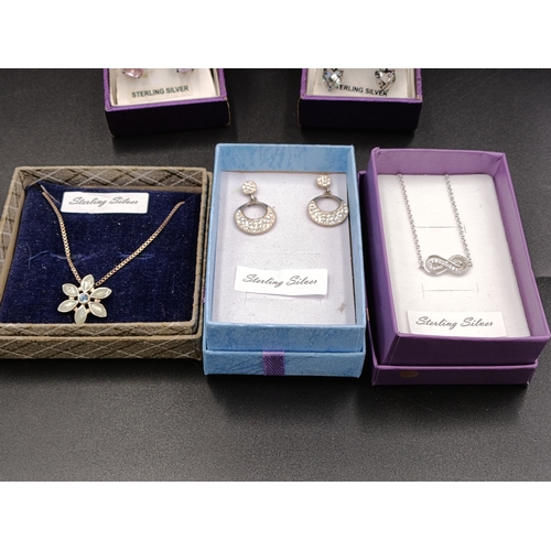 5 - Selection of sterling silver jewellery including earrings, necklace and bracelet