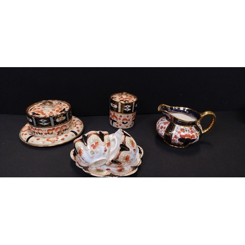 14 - Royal Crown Derby ,Imari pattern cheese pot and sugar pot. Cowking jug and Melba ware 2 x  tea cups ... 