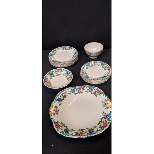 19 - Royal Cauldon 31 x piece dining set including cups and saucers, side plates, bowl, dish, plates