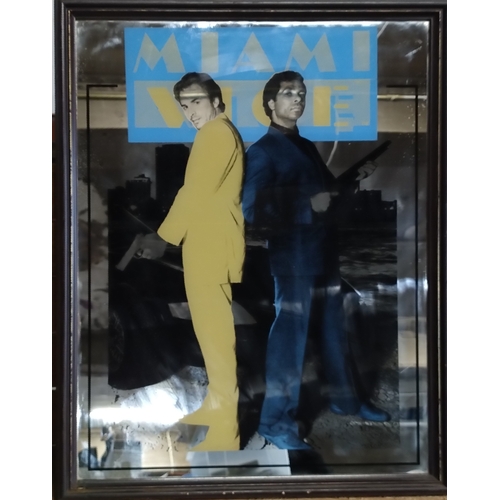 35 - Miami Vice Mirror with Crockett and Tubbs in an iconic pose. Measures approx H 65 x W 50 cm