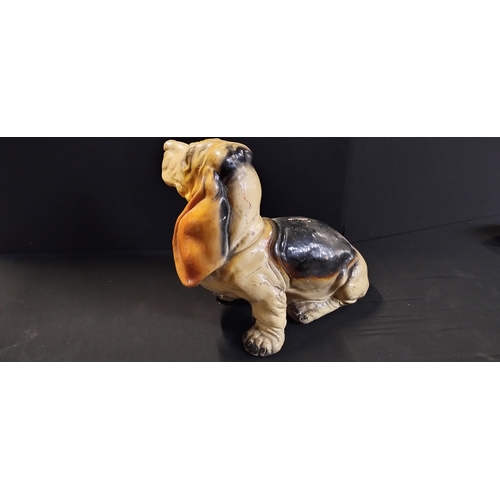 38 - Resin sculpture of a basset hound with king written to the base measures approx H 34 x D 27 x W 49