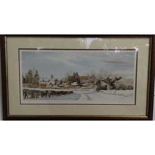 47 - Signed Limited edition print of a country side winter scene numbered 152/395 by Alan Ingham. Measure... 