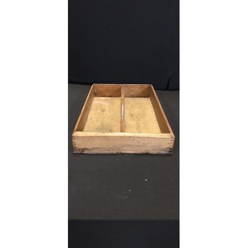 49 - Two  wooden trays with dividers, one with a handle, measures approx H 5 x W 19.5 x D 29 cm.one measu... 