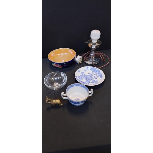 54 - Various items including vintage Maling ware tea cups and saucers, Coalport blue and white dragon des... 