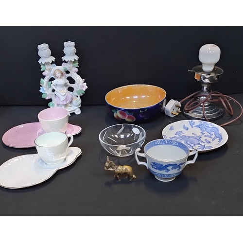 54 - Various items including vintage Maling ware tea cups and saucers, Coalport blue and white dragon des... 