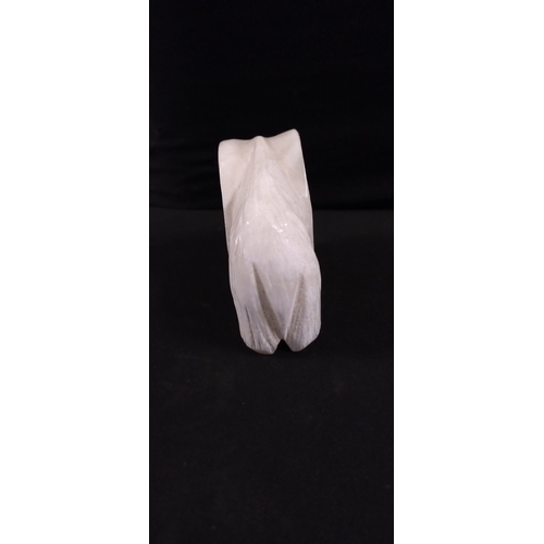 35 - White marbled alabaster elephant. Measures approx H 6.5 x W 9.5 x D 3.5 cm