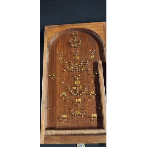 55 - Vintage Wooden Tabletop Bagatelle game. Measures approx H 7.5 x W 20 x D 36 cm