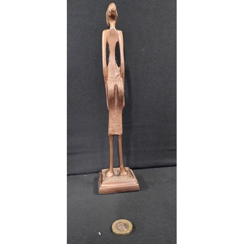 64 - Two African metal figures brass and copper