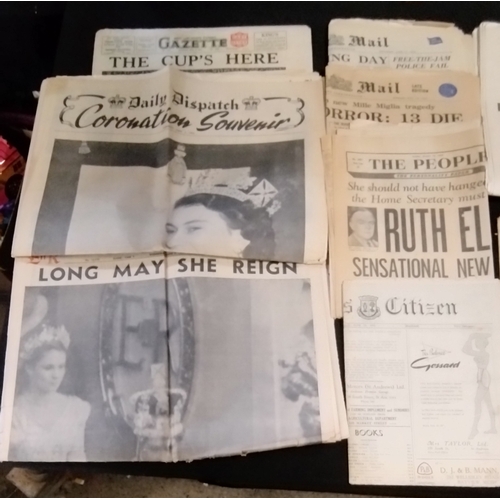 135 - Collection of vintage newspapers from the 1950's covering various subjects