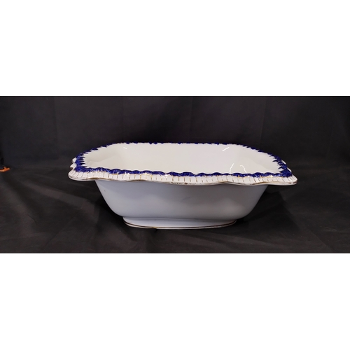 165 - Large Ironstone rectangular wash bowl with blue and gold relief decoration. Measures approx H 13.5 x... 