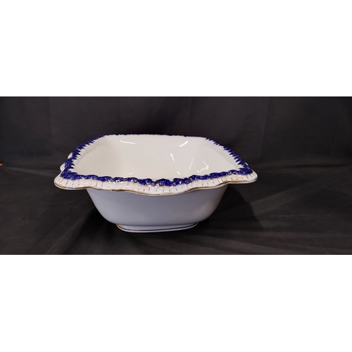 165 - Large Ironstone rectangular wash bowl with blue and gold relief decoration. Measures approx H 13.5 x... 