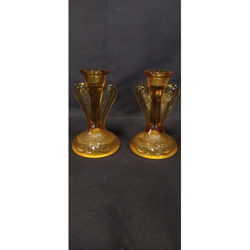 172 - Art Deco Amber glass Dressing table set