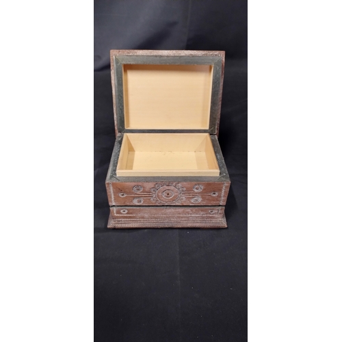 176 - 3 various wooden boxes, marquetry plain and Engraved with copper