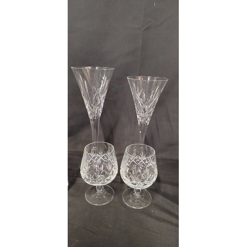 32 - Collection of cut glass including pinwheel wine glasses, tankards and other glasses