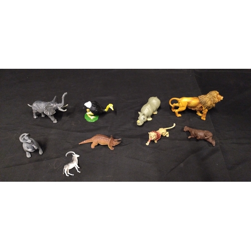 54 - Selection of toy animals, Elephant, Rhino, lion, and other animals