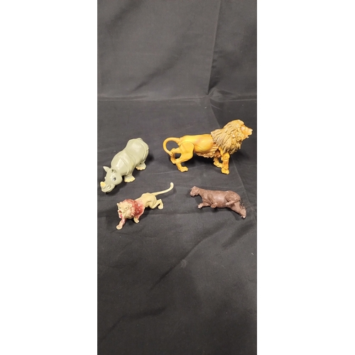 54 - Selection of toy animals, Elephant, Rhino, lion, and other animals